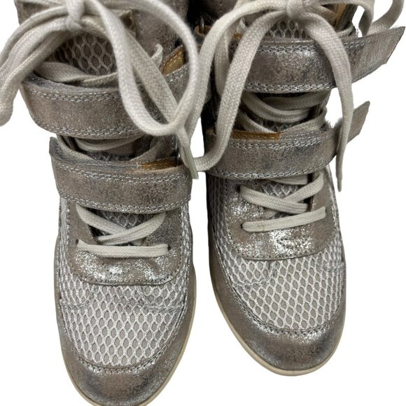 Madden Girl White Mesh Champagne Metallic Shimmer Hook & Loop Straps Size 7 - Picture 6 of 15